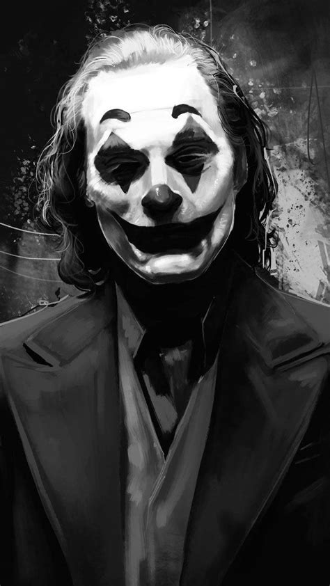 Download Black And White Joker Joaquin Phoenix Clownlike Wallpaper | Wallpapers.com