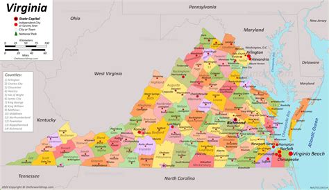 Map Of Virginia Showing Cities - Washington Map State