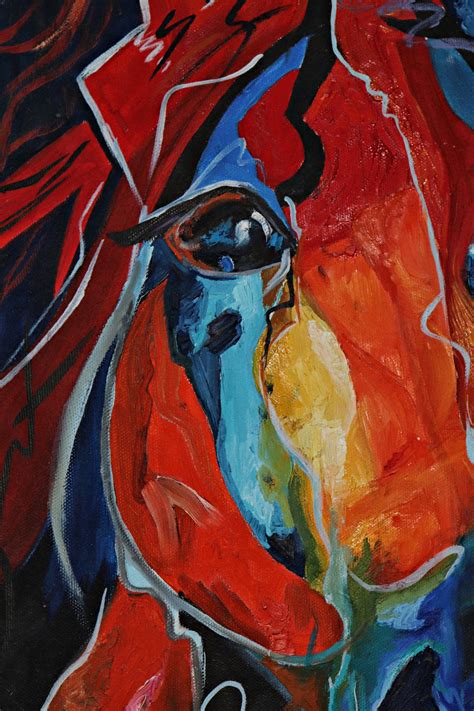 Handpainted abstract horse wall art oil painting on canvas | Etsy