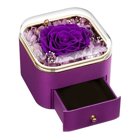 Valentines Day Rose Flower Drawer Jewelry Box Earrings Ring Necklace ...