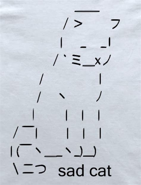 Sad Cat Emoji Ascii Art Cat T-Shirt Cat Emoji, Emoji Art, Emoji Text ...