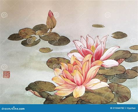 Chinese Lotus Flower Drawing