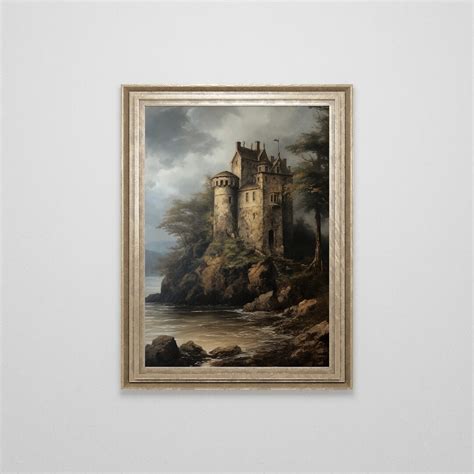 Medieval Scottish Castle in Highlands Oil Painting Vintage Renaissance ...