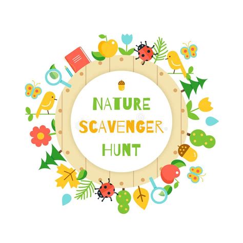 Nature Scavenger Hunt. Kids Game Poster Stock Vector - Illustration of nature, treasure: 72752589