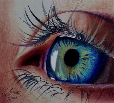 Blue Eye - original colored pencil drawing - accesoriifrizerie.ro