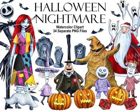 Watercolor Halloween Nightmare Clipart. Other World Love. - Etsy