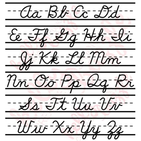 Alphabet Cursive Letters Chart SVG File for Cricut, Silhouette ABC Cursive Handwriting Svg, Sign ...