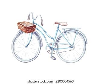 Bicycle Watercolor Clipart Handpainted Illustration Stock Illustration ...