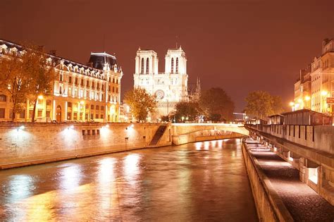 HD wallpaper: notre dame, paris, seine, river, bridges, city, night ...