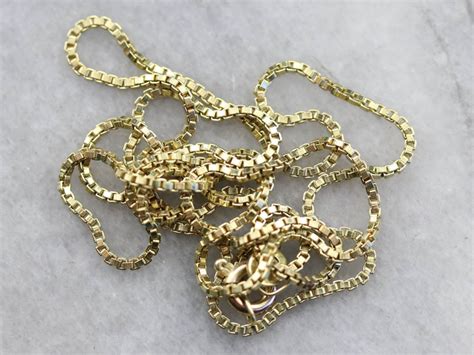 Gold Box Chain Necklace Yellow Gold Necklace Pendant Chain - Etsy