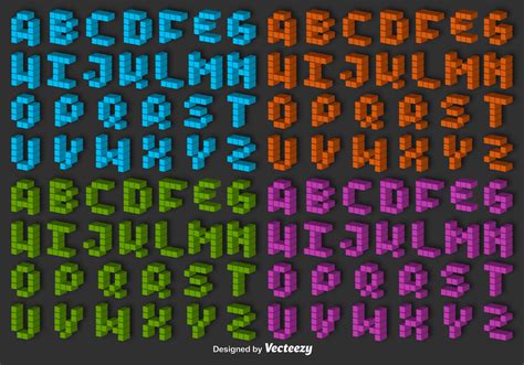 3D Pixel Alphabet Vector Set - Download Free Vector Art, Stock Graphics ...