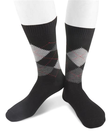 Short wool men argyle socks black