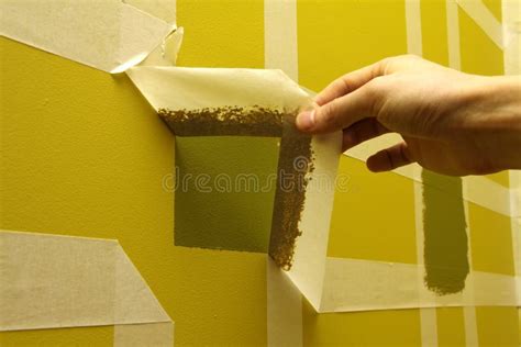 Wall with masking tape stock image. Image of strip, color - 14385467