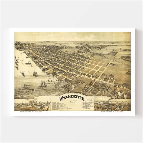 Vintage Map of Wyandotte, Michigan 1896 by Ted's Vintage Art