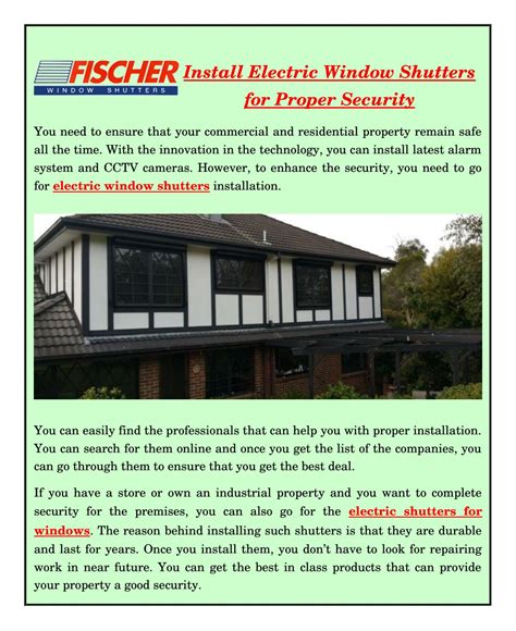 Install electric window shutters for proper security by Ficher Jhon - Issuu