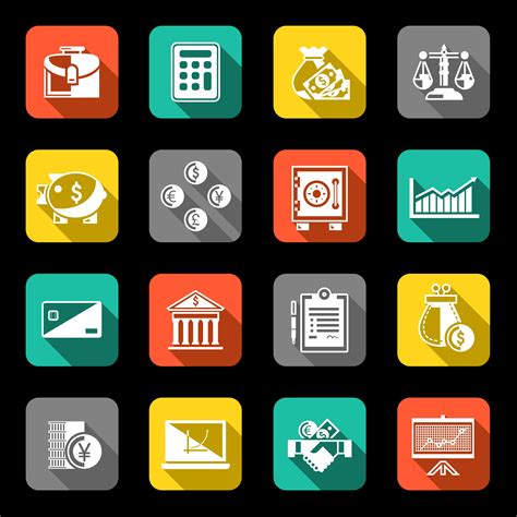 Finance icons set flat 438086 Vector Art at Vecteezy