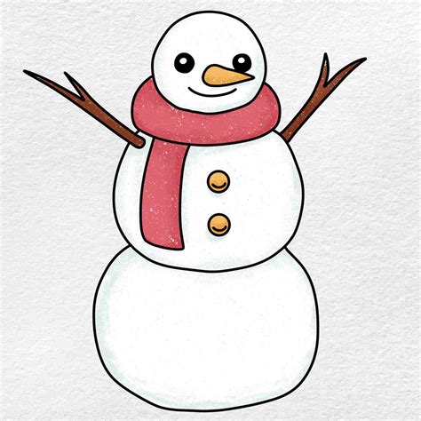 Cute Snowman Drawing - HelloArtsy