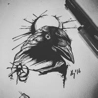 Interesting black raven with watercolor effect tattoo design - Tattooimages.biz