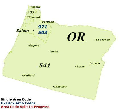 Find Oregon Area Codes by Map