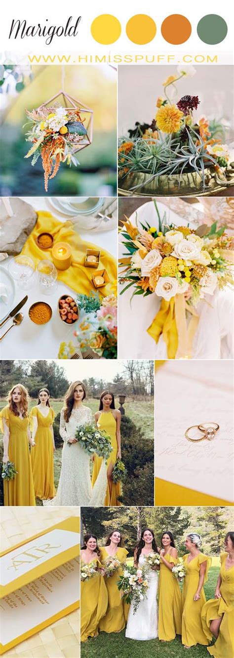 Top 12 Golden Marigold Yellow Wedding Color Palettes 2024