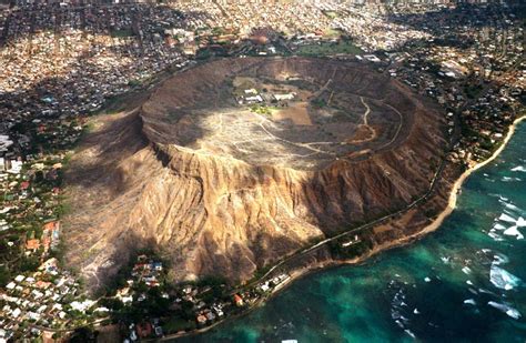 Diamond Head, Hawaii, Oahu's largest tuff cone formed over 100,000 years ago by an active ...