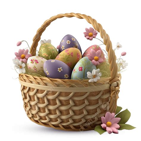 3d Easter Colorfull Egg Basket With Greeting Eggs In Nest, Easter Colorfull Egg Basket, Easter ...