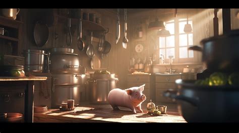 Premium AI Image | The pig in the kitchen