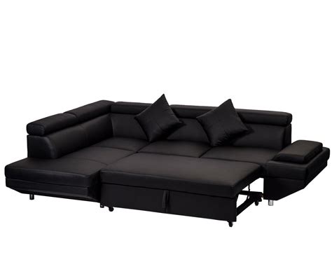 Contemporary Sectional Modern Sofa Bed - Black With Functional Armrest ...