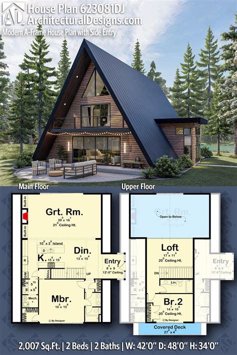 Plan 623081DJ: Modern A-Frame House Plan with Side Entry - 2007 Sq Ft | A frame house plans, A ...