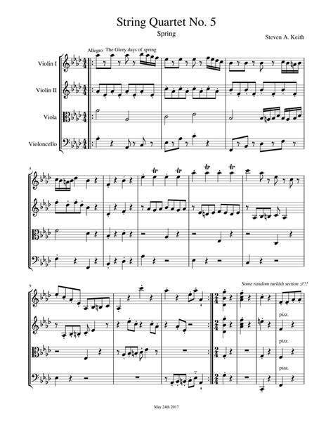 String Quartet No 5 (spring) sheet music for Violin, Viola, Cello download free in PDF or MIDI