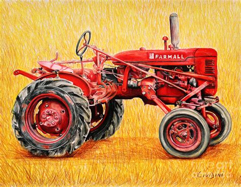 Red Tractor Drawing by Peter Paul Lividini - Pixels