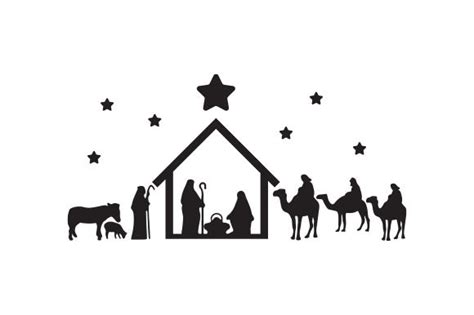 CHRISTMAS Nativity Scene Birth Silhouette Vector Graphic