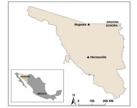 The study area: The cities of Nogales and Hermosillo in Sonora, Mexico.... | Download Scientific ...