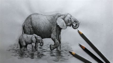 Pencil Shade Drawing Of Animals