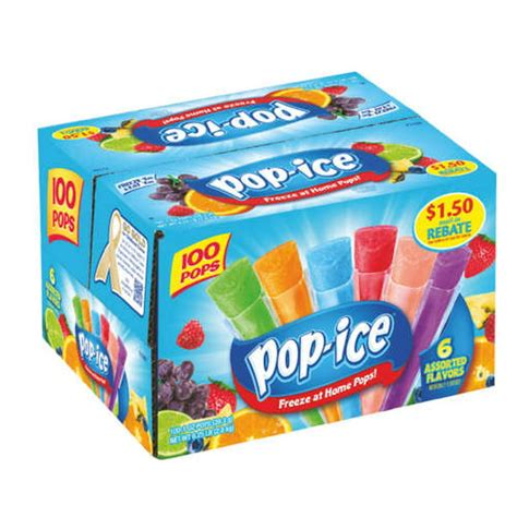 Pop-Ice 6 Fruity Flavors Giant Freeze Pops, 1.5 Oz., 100 Count ...