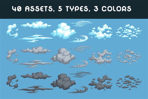 Free Clouds Pixel Art Asset Pack Download - CraftPix.net