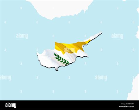 Flag Map of Cyprus. 3D rendering Cyprus map and flag. The national ...