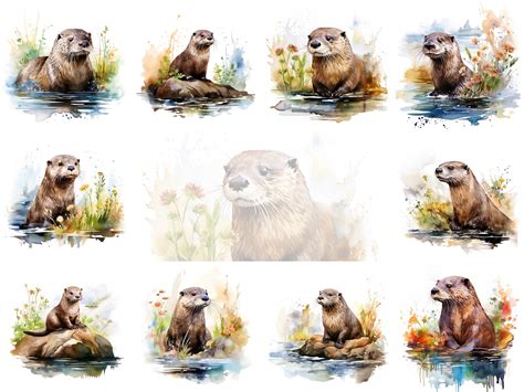 River Otter Watercolor Clipart Set Graphic by Andreas Stumpf Designs · Creative Fabrica