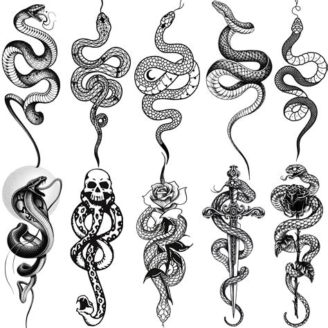 Buy GOROMON10 Sheets Realistic Snake Temporary Tattoos For Women Men Forearm Arm Sexy 3D Tribal ...