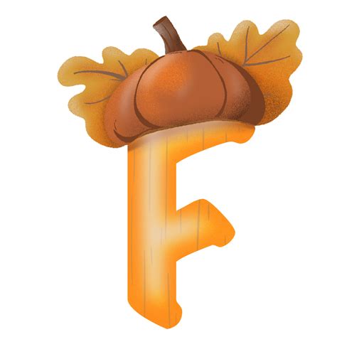 Letters A-Z with oak tree seeds in autumn season 29862842 PNG