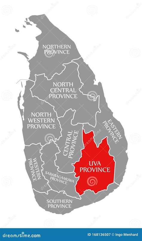 Uva Province Red Highlighted in Map of Sri Lanka Stock Illustration - Illustration of grey ...