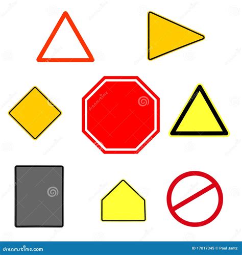 Collection of Various Shaped Traffic Signs Stock Illustration - Illustration of isolated ...