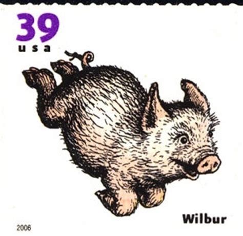 4x WILBUR THE PIG Children's Book Animals 39c Vintage Postage Stamps Free Shipping 1 Source With ...