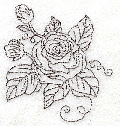 Embroidery Design: Rose C outline 3.28w X 3.50h