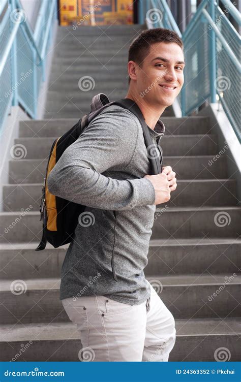 Young Male College Student With Backpack Stock Photo - Image of teen, back: 24363352