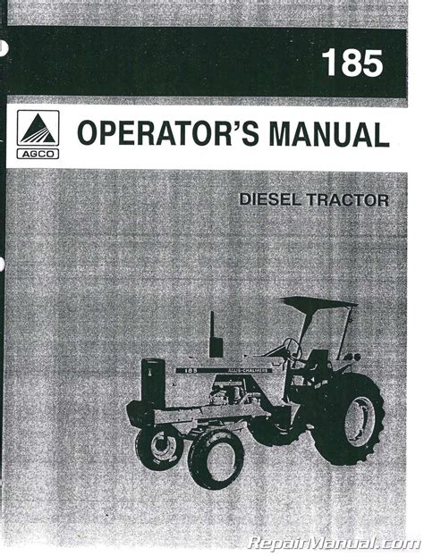 Allis Chalmers 185 Diesel Tractor Operators Manual Serial # 1597 and Up