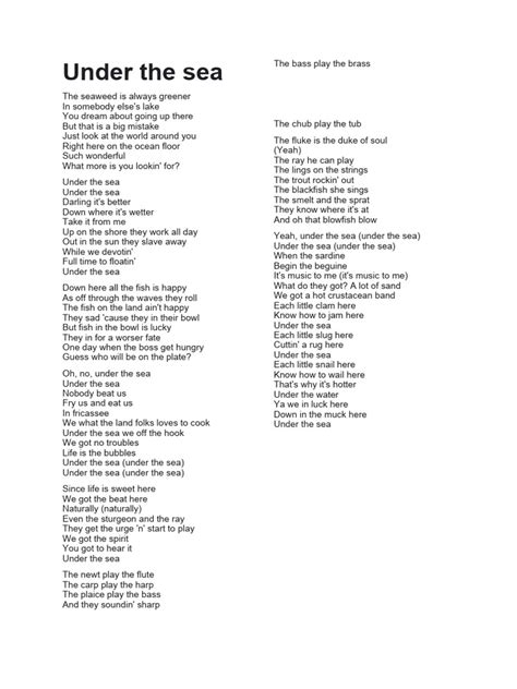 Under the Sea Lyrics | PDF