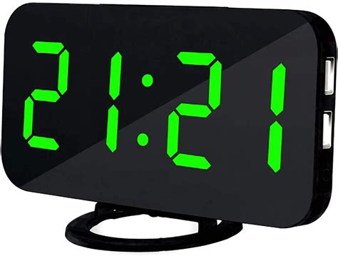 Electric Led Display Alarm Clock，Large Number Digital Alarm Clock Mirror Led Desk Clock with ...