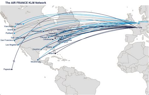 KLM Royal Dutch Airlines route map - North America