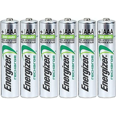 Energizer AAA Rechargeable NiMH Battery 800 mAh 1.2V x six (6 ...